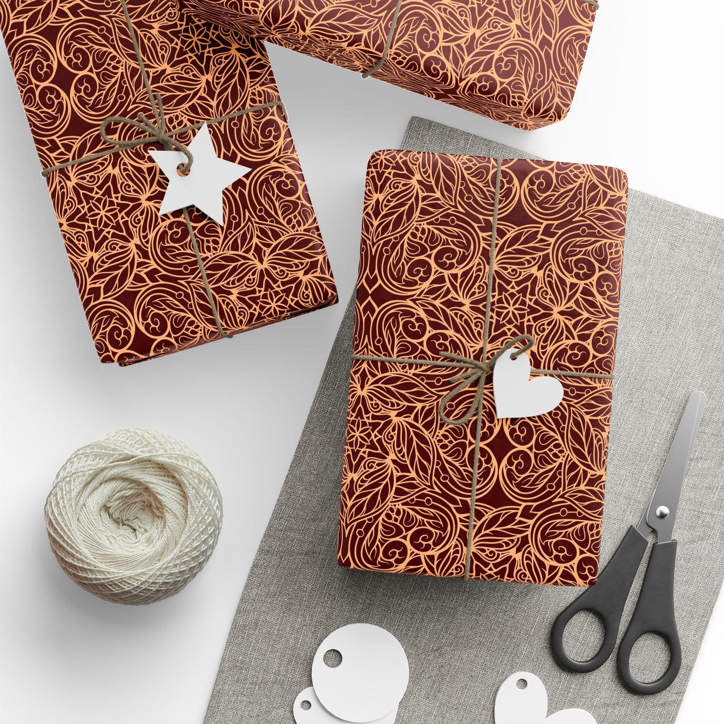 Golden Crimson Mandala Wrapping Paper