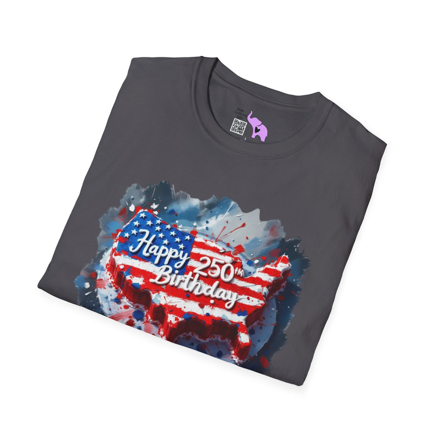 America-Shaped Happy 250th Birthday Cake Adult T-shirt