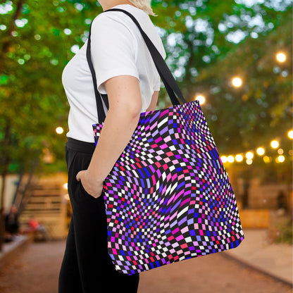 Warped Purple Checkered Canvas Tote Bag
