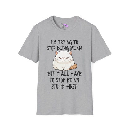 I'm Trying To Stop Being Mean But Yall Have To Stop Being Stupid First Adult T-shirt