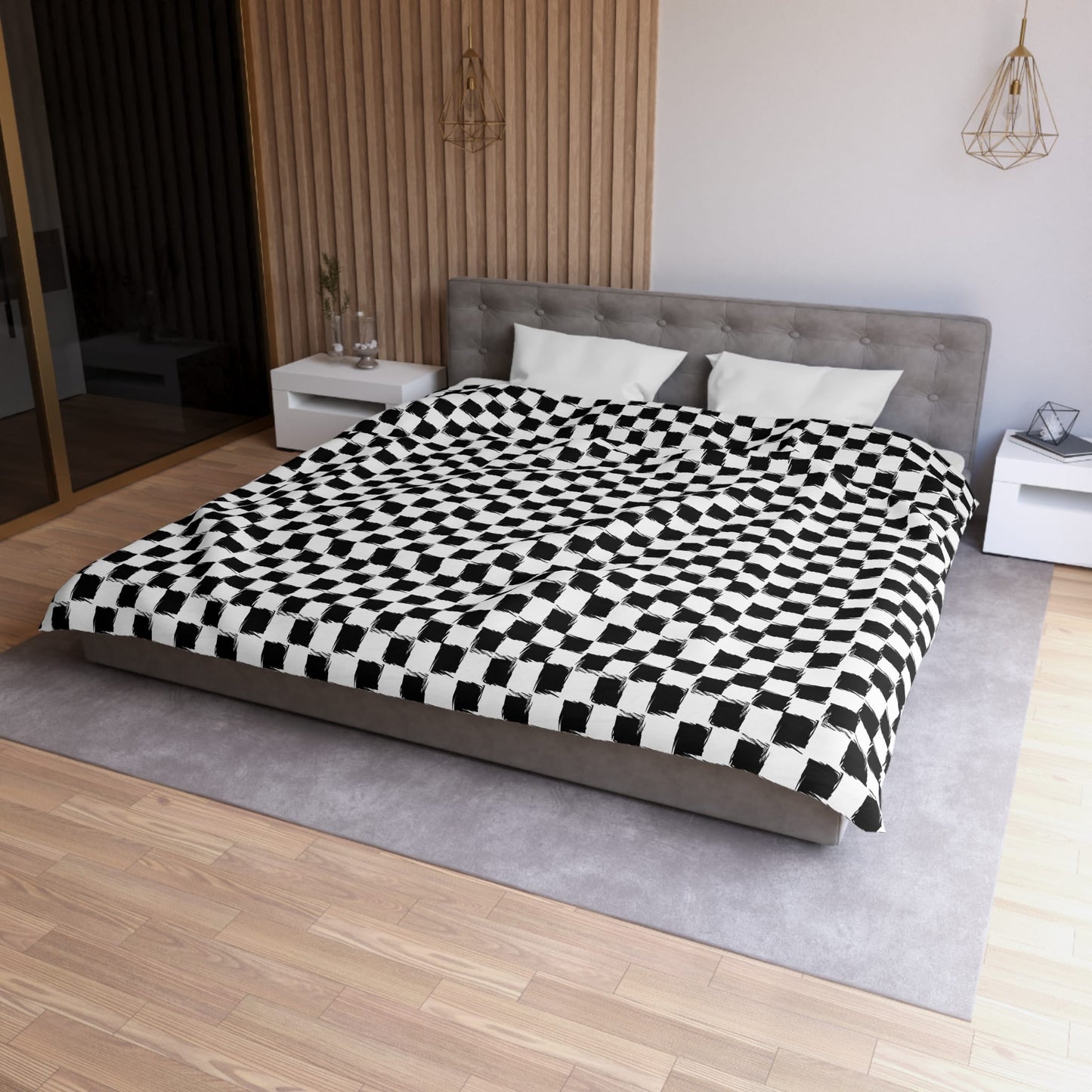 Distorted Check Microfiber Duvet Cover