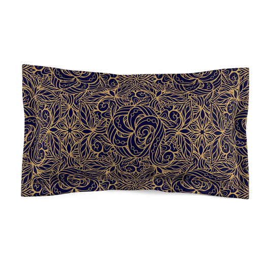Oriental Blue/Gold Floral Microfiber Pillow Sham