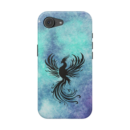 Phoenix Silhouette Over Teal Nebula MagSafe® Compatible Tough Case for iPhone