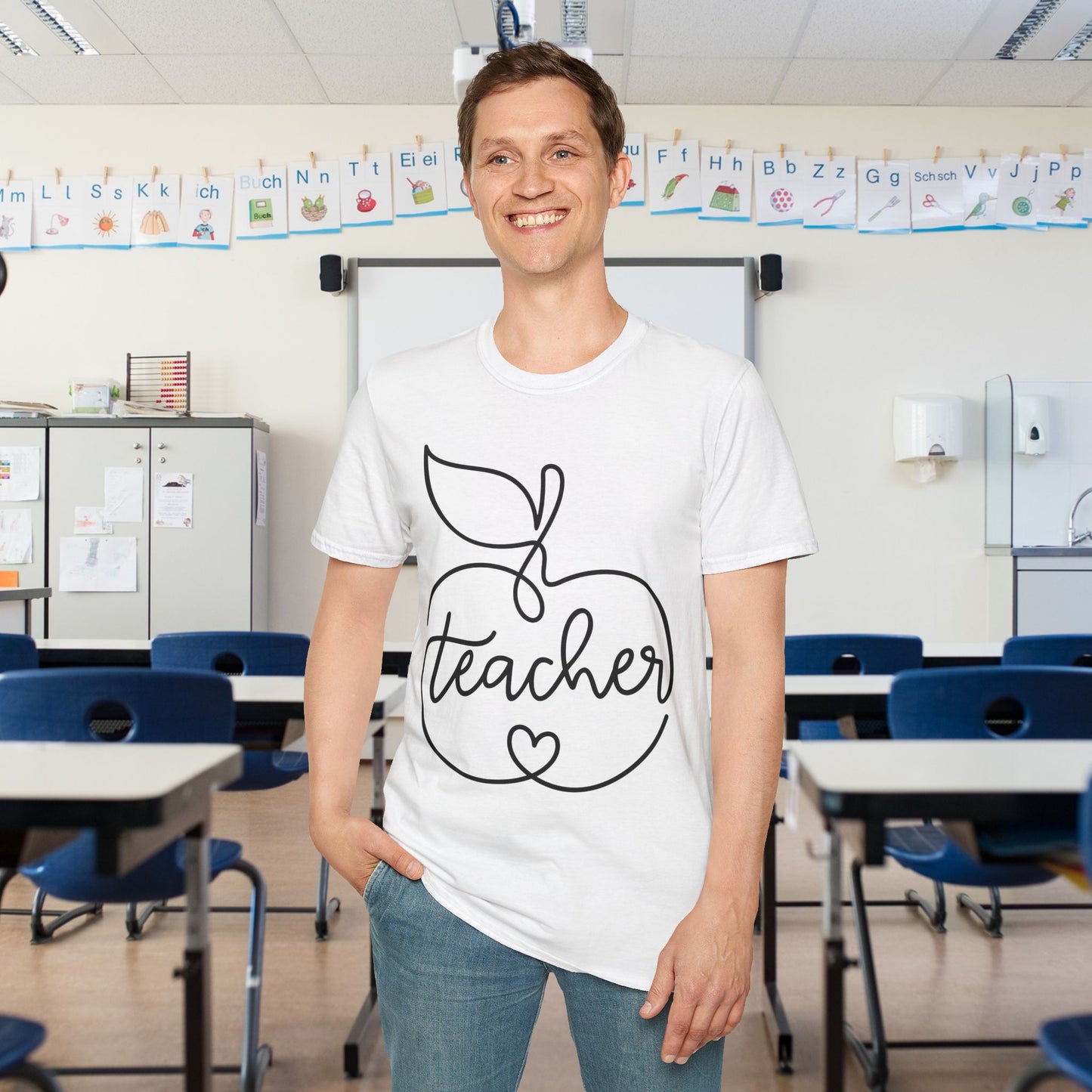 Teacher w/Apple Adult T-shirt