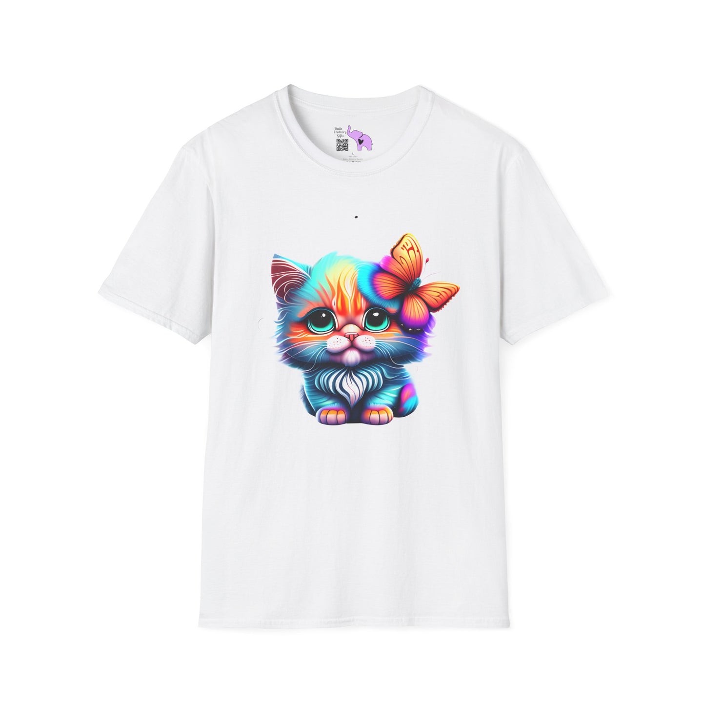 Cute Colorful Kitten w/Butterfly T-shirt