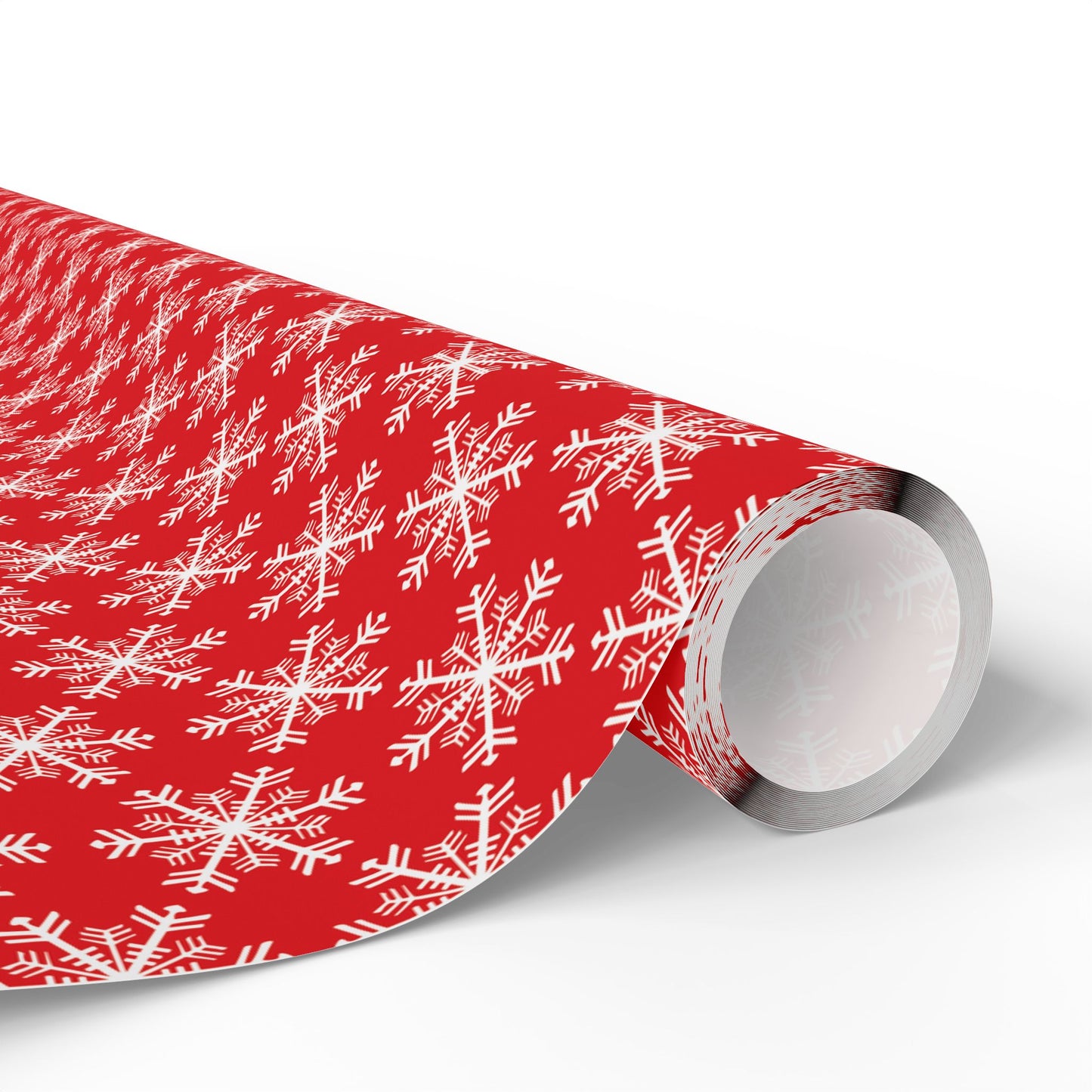 Snowfall on Red Wrapping Paper