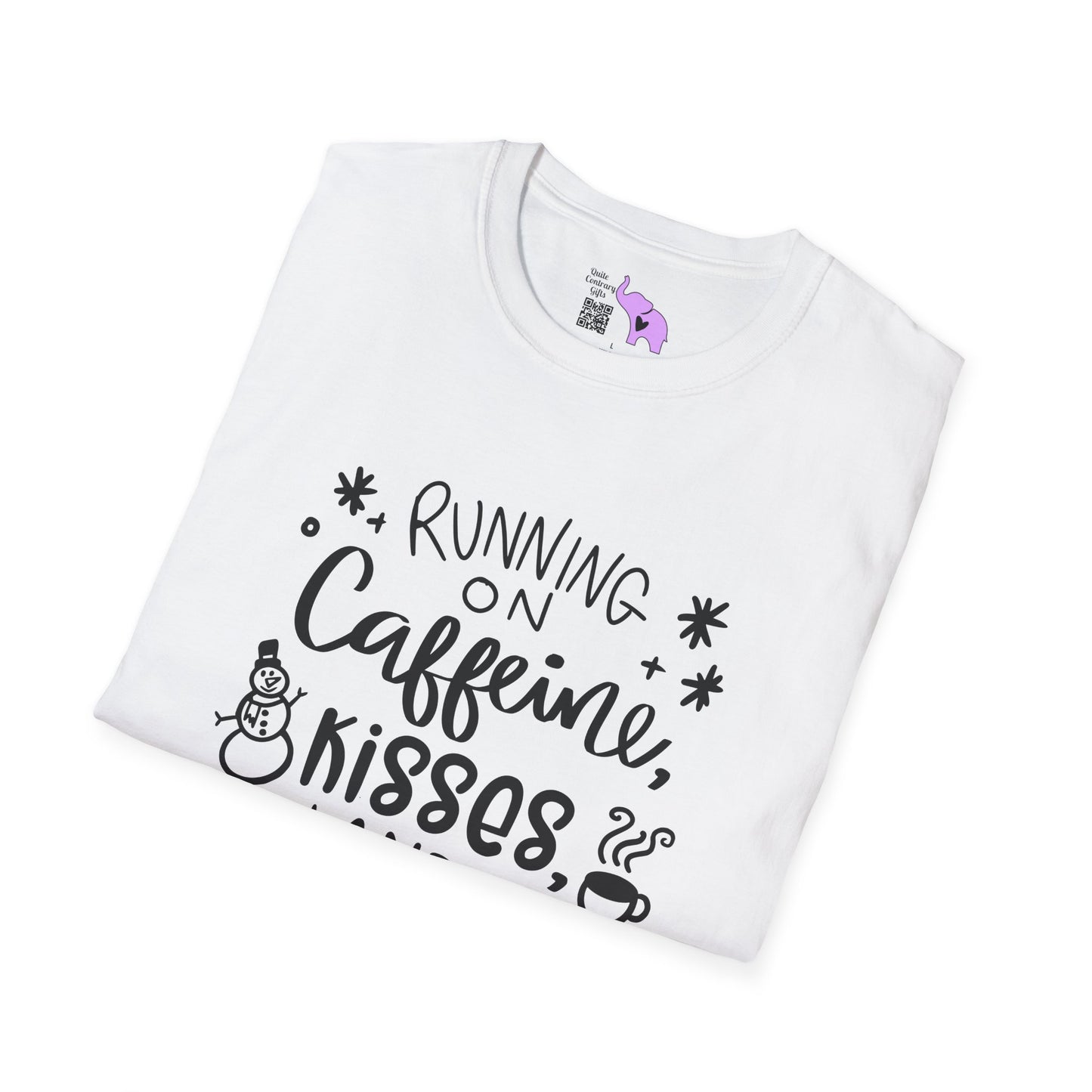 Running on Caffeine, Kisses, & Christmas Cheer Adult T-shirt