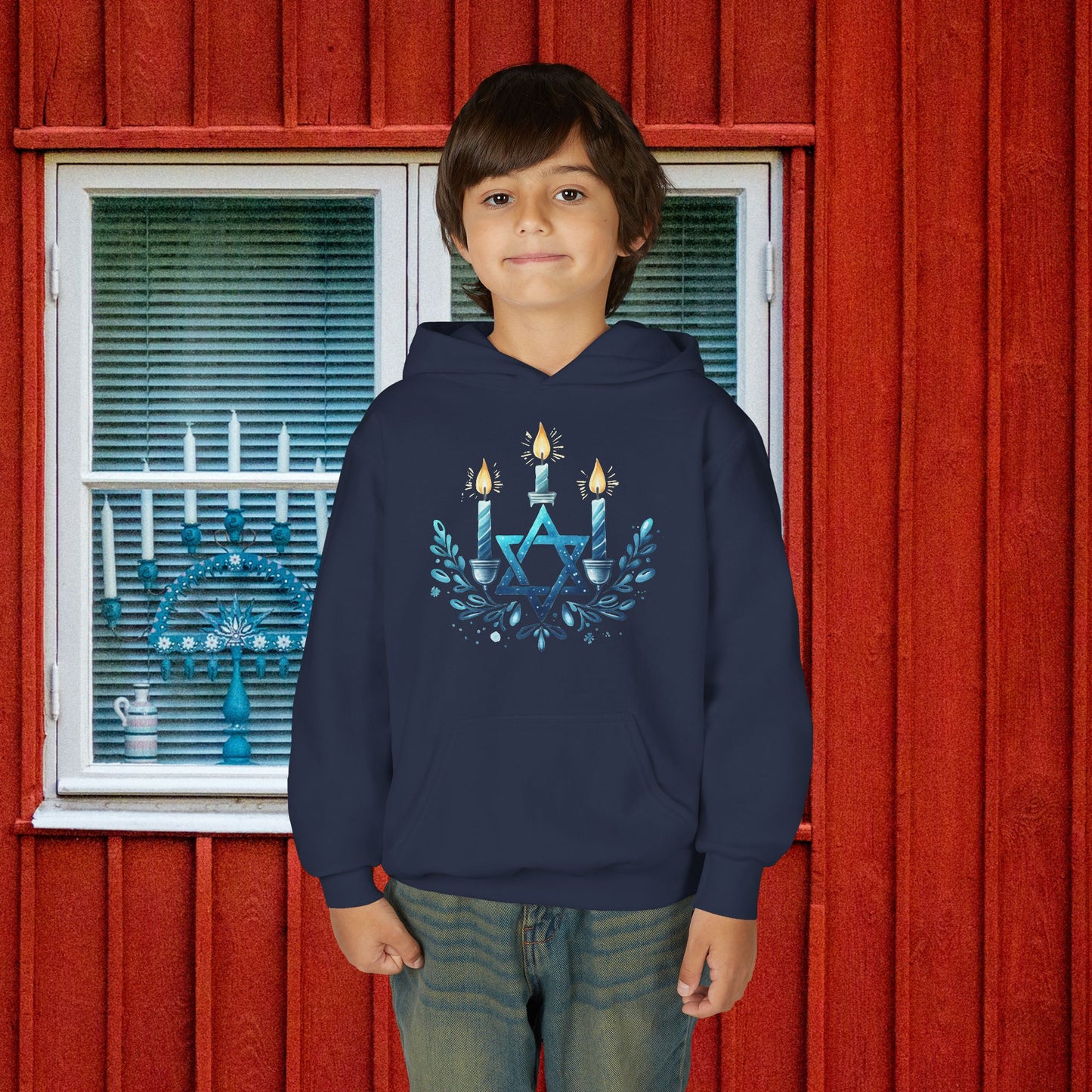 Star & Flame Hanukkah Youth Heavy Blend Hoodie