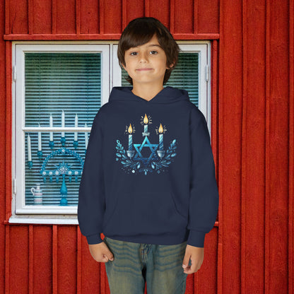 Star & Flame Hanukkah Youth Heavy Blend Hoodie