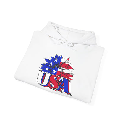 USA Red White & Blue Sunflower Heavy Blend™ Hooded Sweatshirt