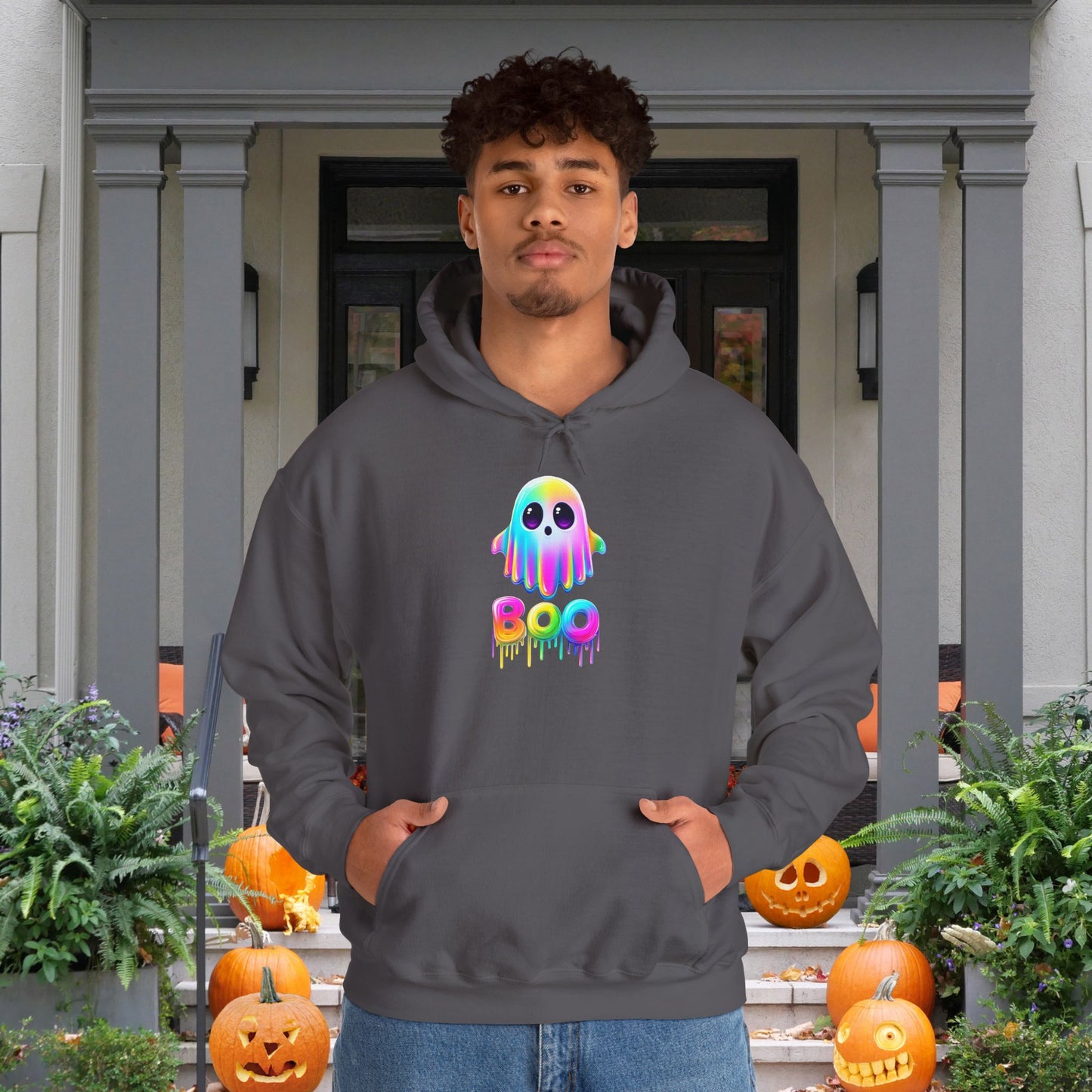 Neon Ghostly Boo Heavy Blend™ Hooded Sweatshirt