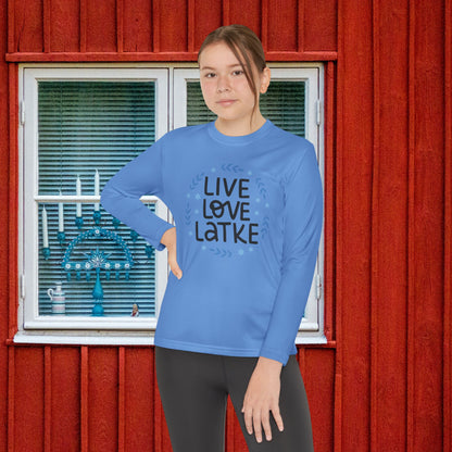Hanukkah Live Love Latke Youth Long Sleeve Tee