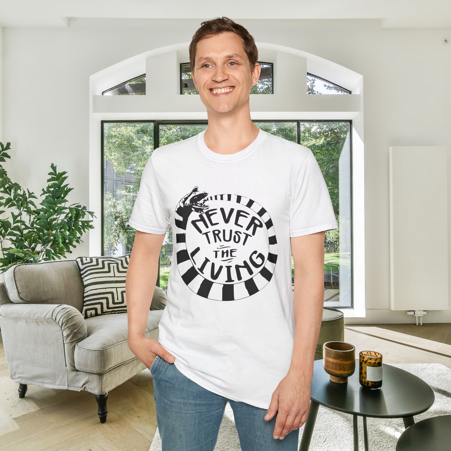 Never Trust The Living Beetlejuice Adult T-shirt
