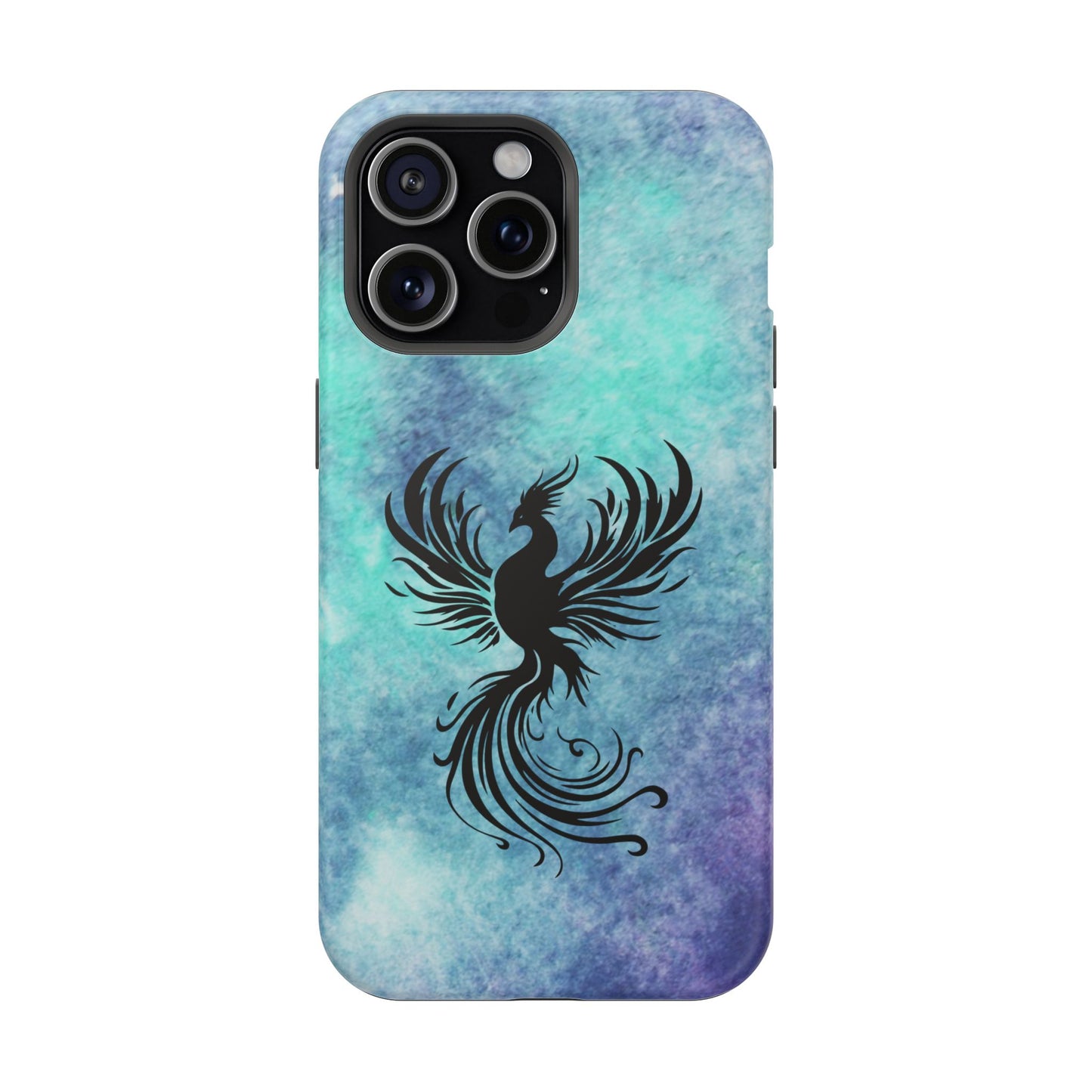 Phoenix Silhouette Over Teal Nebula MagSafe® Compatible Tough Case for iPhone