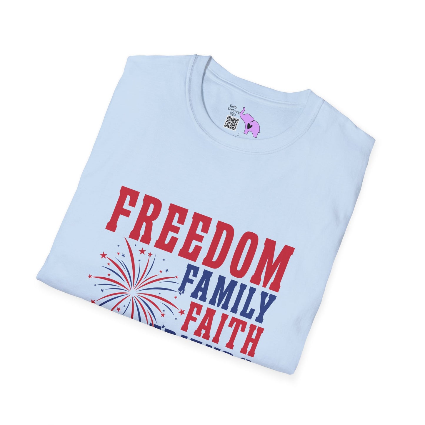 Freedom Family Faith Friends Fireworks 4th of July T-shirt