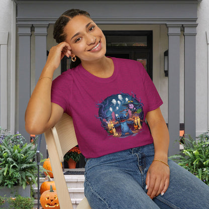 Halloween Stitch w/Ghosts and Witch Adult T-shirt