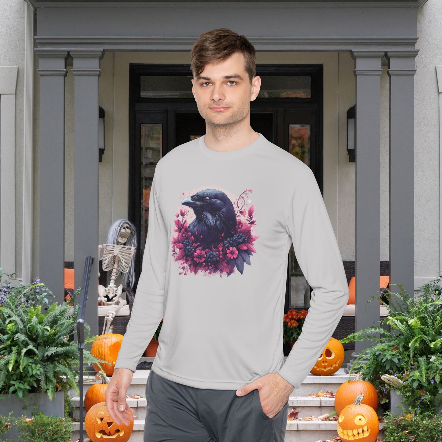 Halloween Crows Adult Long Sleeve Tee