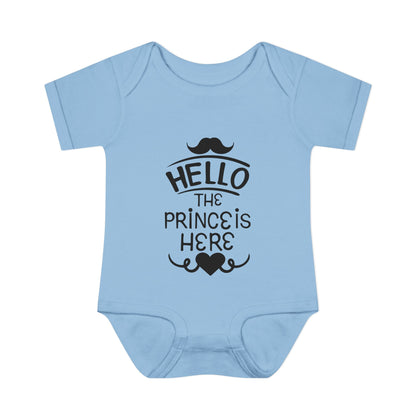 Hello The Prince Is Here Infant Baby Rib Bodysuit