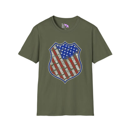 Badge-Shaped American Flag w/States Adult T-Shirt