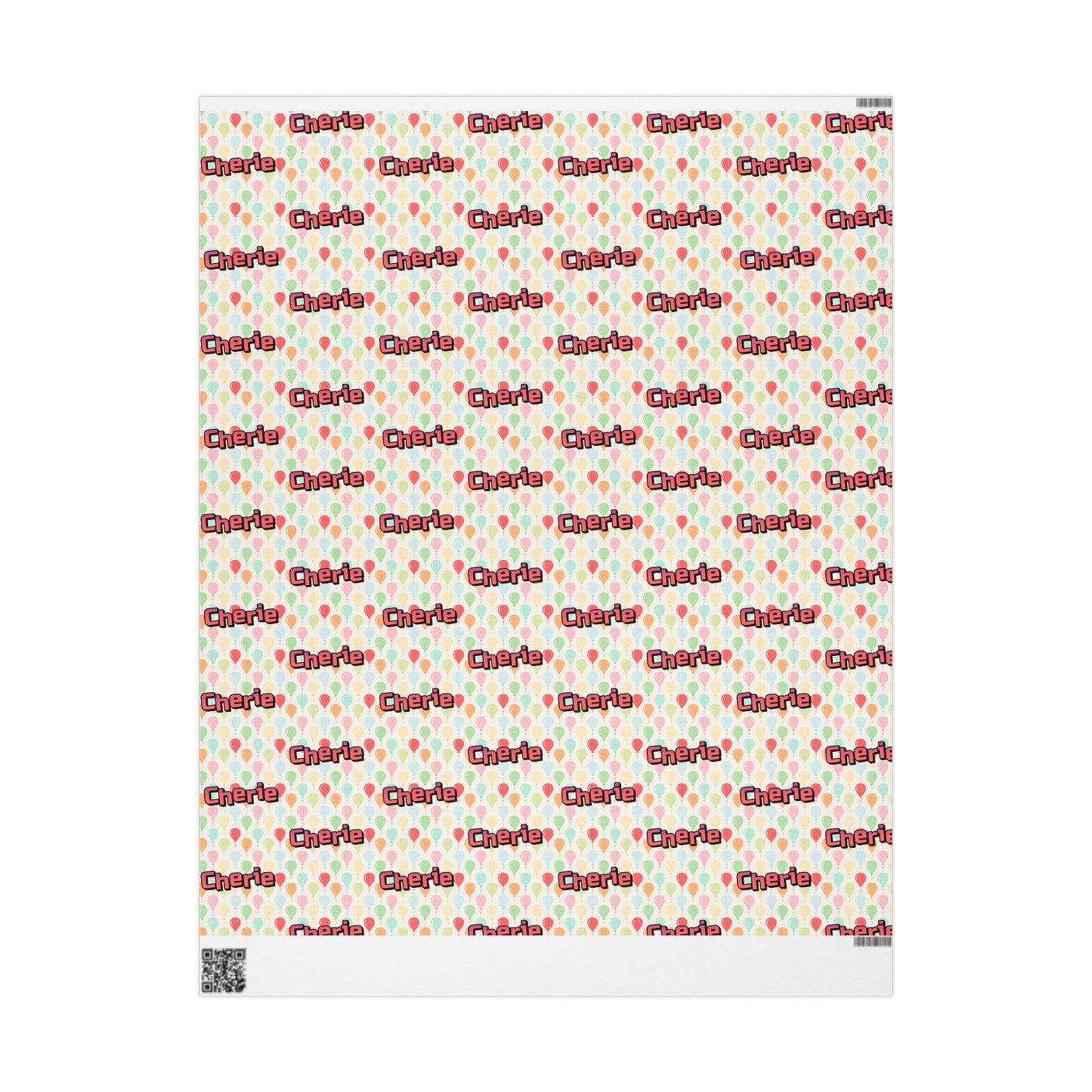 Simple Birthday Balloons Custom Name Wrapping Paper (Cherie)