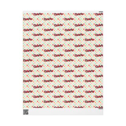 Simple Birthday Balloons Custom Name Wrapping Paper (Cherie)