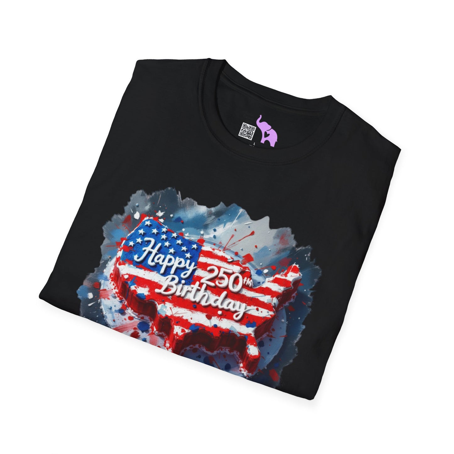 America-Shaped Happy 250th Birthday Cake Adult T-shirt