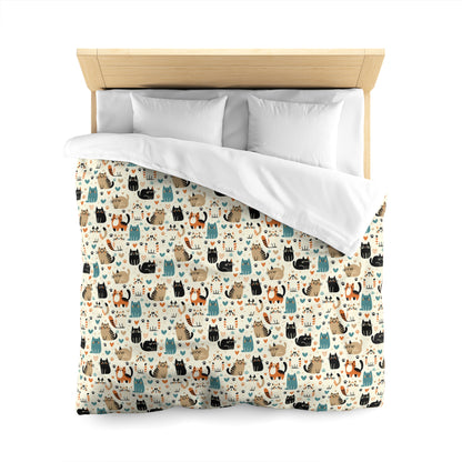 Whiskered Wonders Microfiber Duvet Cover