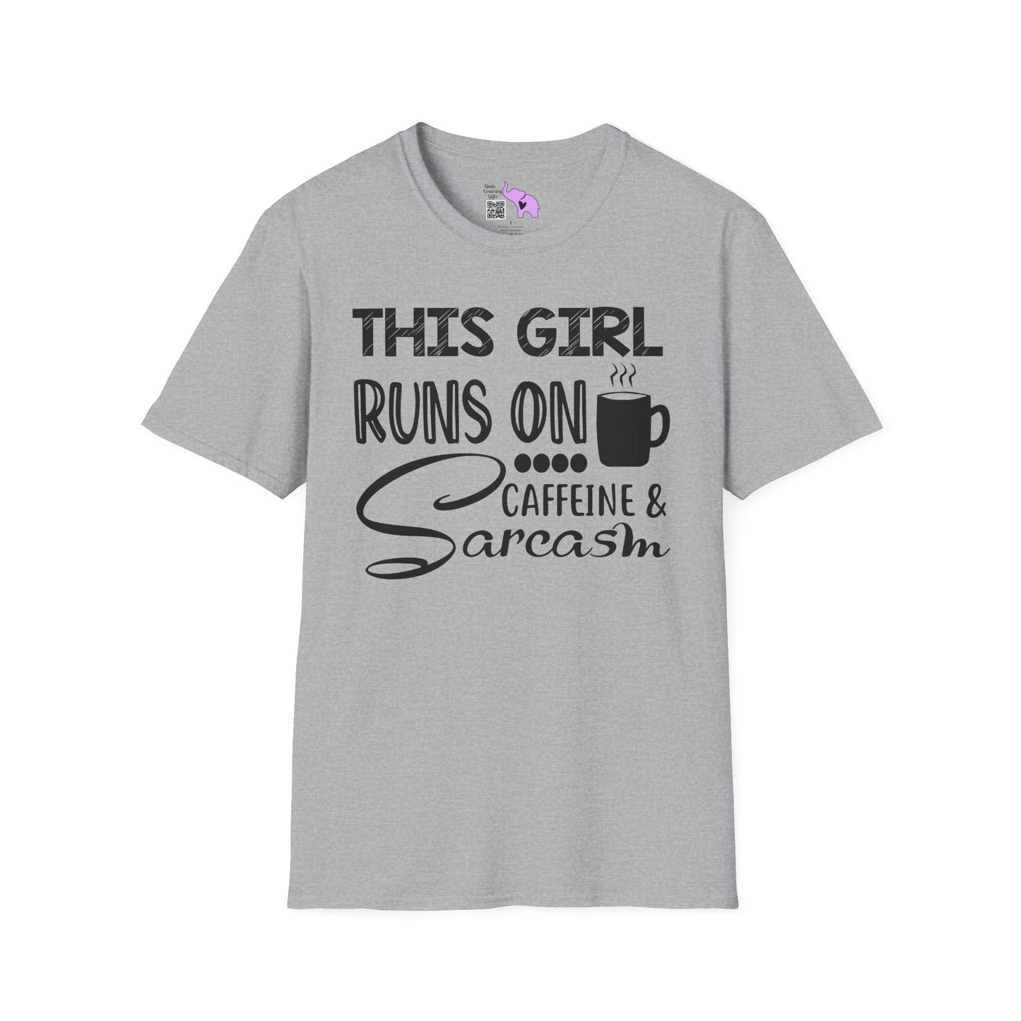 This Girl Runs On Coffee And Sarcasm Adult T-shirt