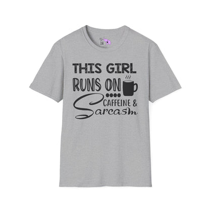This Girl Runs On Coffee And Sarcasm Adult T-shirt