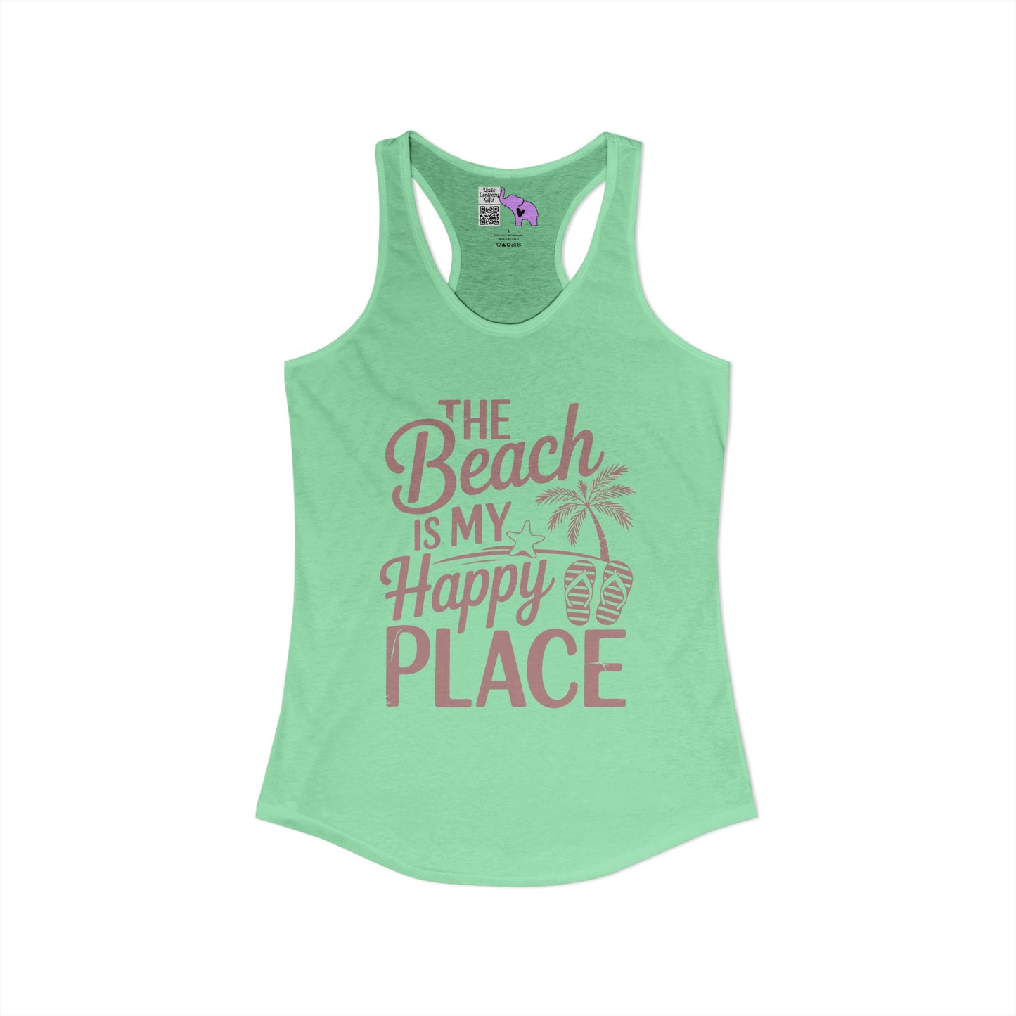 The Beach Is My Happy Place Women's Ideal Racerback Tank