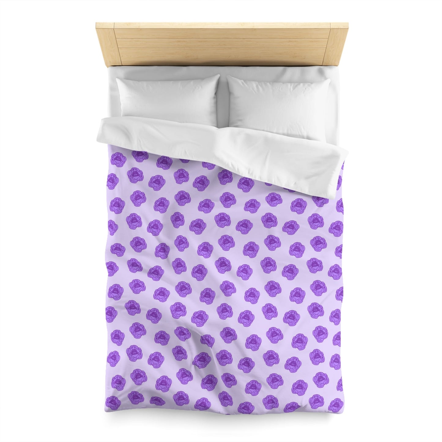 Lilac Mist Peonies Microfiber Duvet Cover
