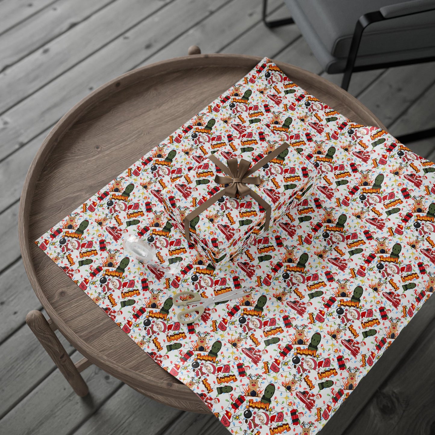 Bombastic Christmas Custom Name Wrapping Paper (Zachary)