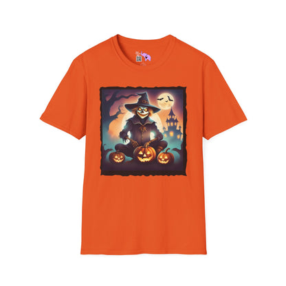 Halloween Scarecrow w/Pumpkins Adult T-shirt
