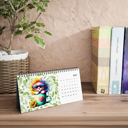 Colorful Kittens Simplex Desk Calendar (2025 grid)