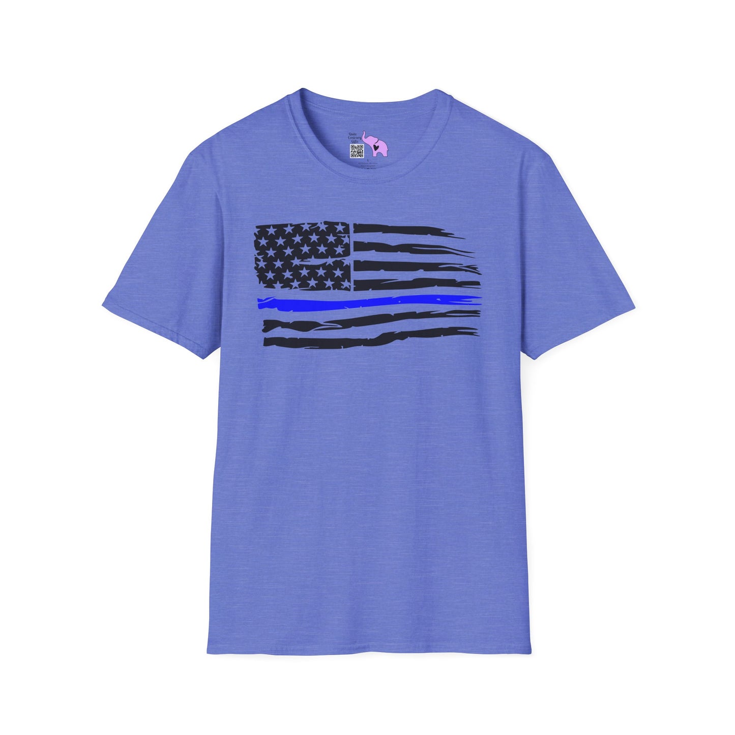 Thin Blue Line American Flag Adult T-shirt