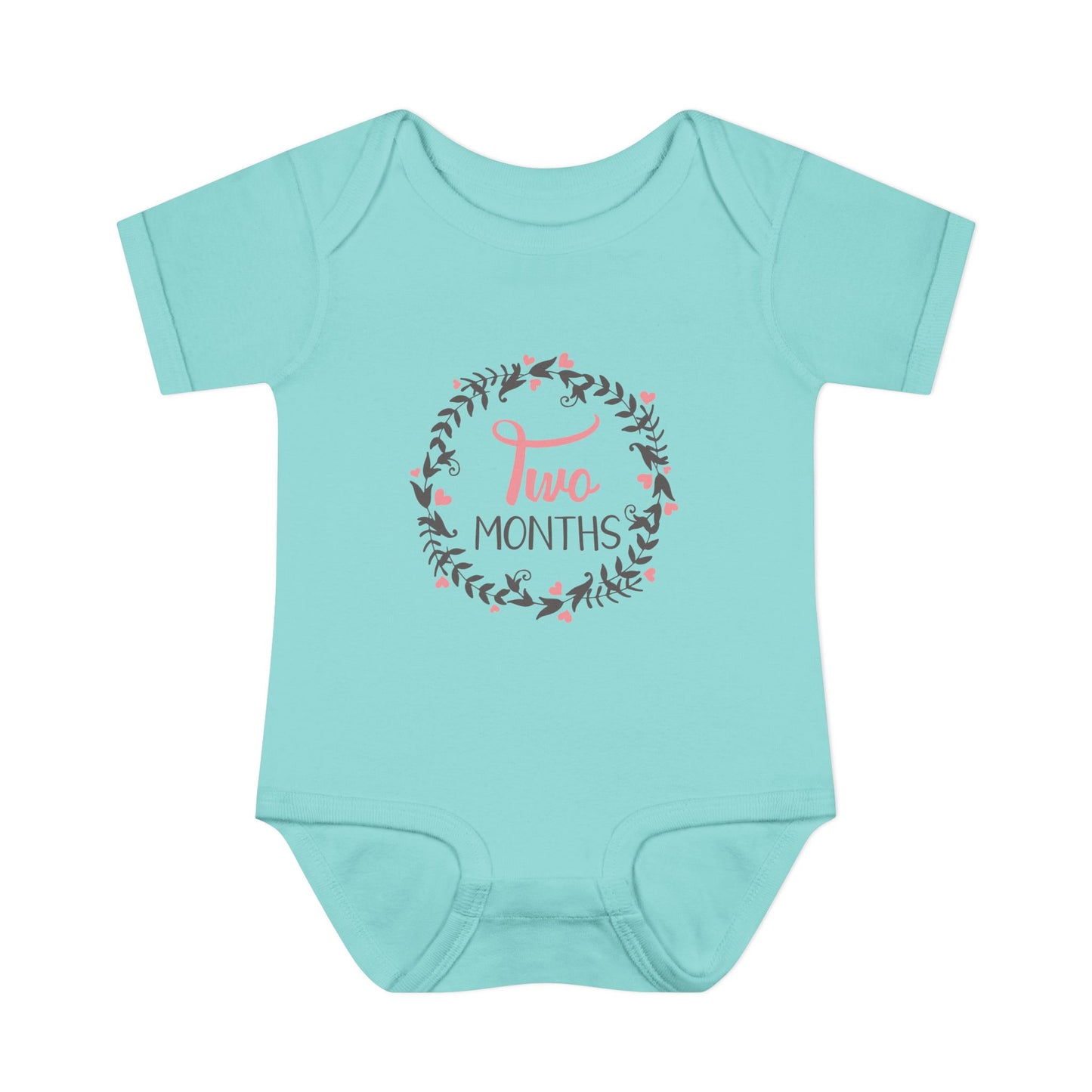 Pink Milestone Wreath Onesie-Two Months