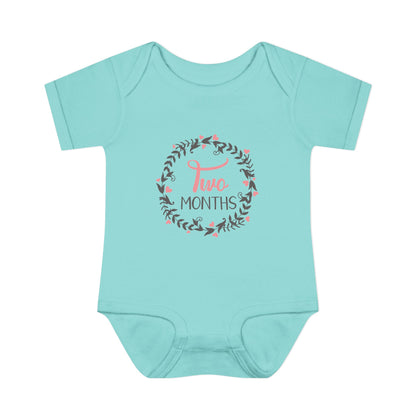 Pink Milestone Wreath Onesie-Two Months