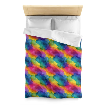 Rainbow Watercolors Microfiber Duvet Cover