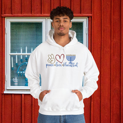 Peace Love Hanukkah Adult Heavy Blend™ Hooded Sweatshirt