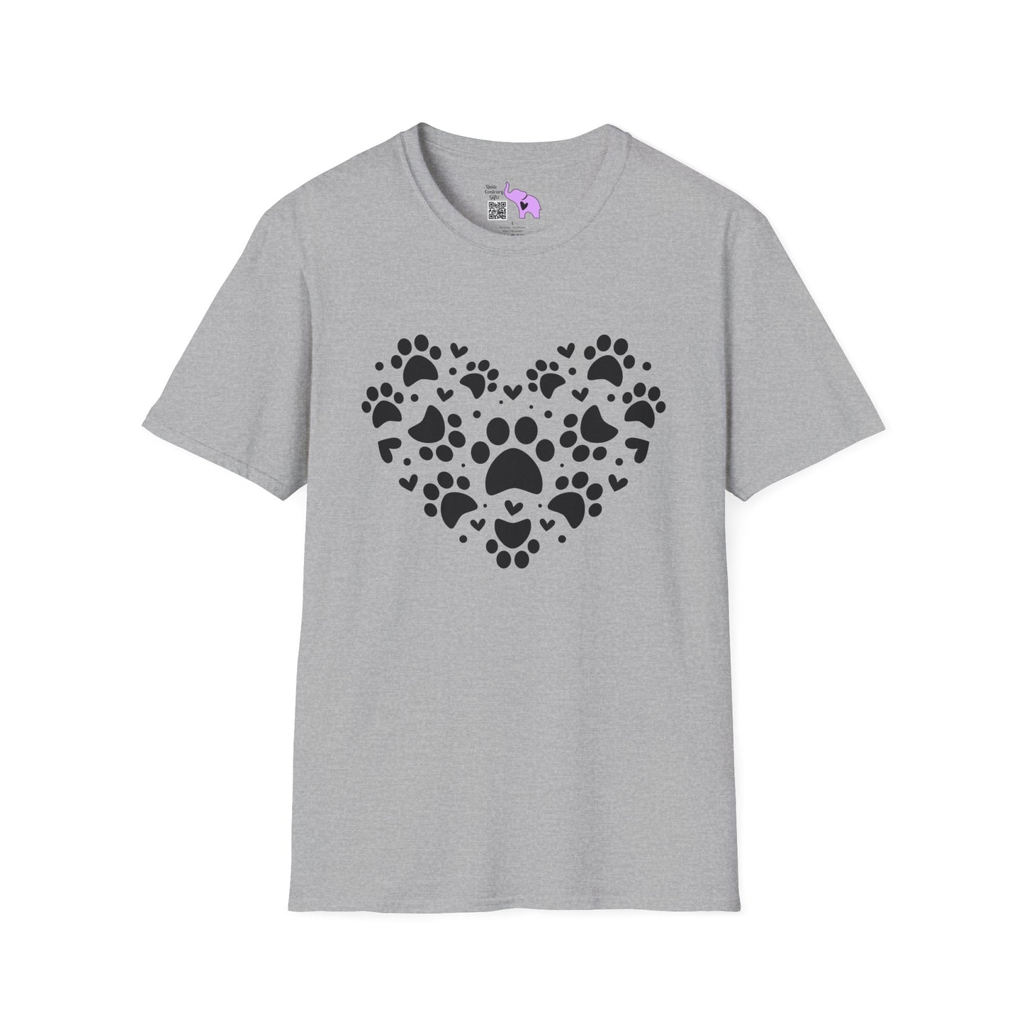 Paw Print Heart Adult T-shirt