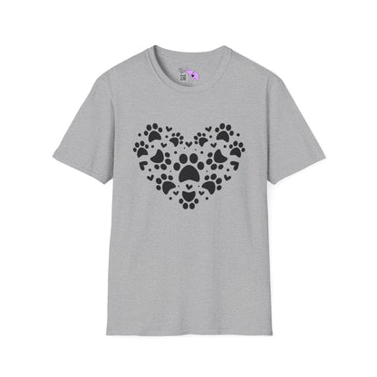 Paw Print Heart Adult T-shirt