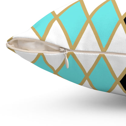 Teal/White Harlequin Throw Pillow