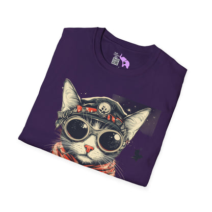 Creepy Aviator Cat Adult T-shirt