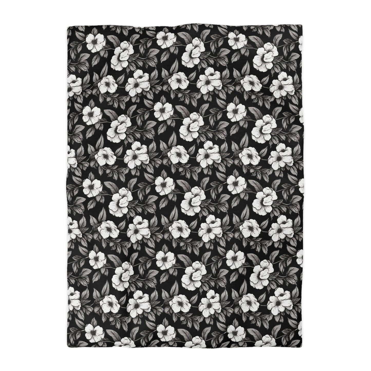 Black & White Daisies Microfiber Duvet Cover