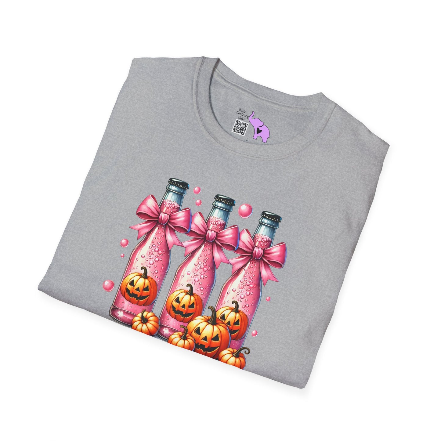 Pink Fizzy Drink w/Pumpkins Adult T-shirt