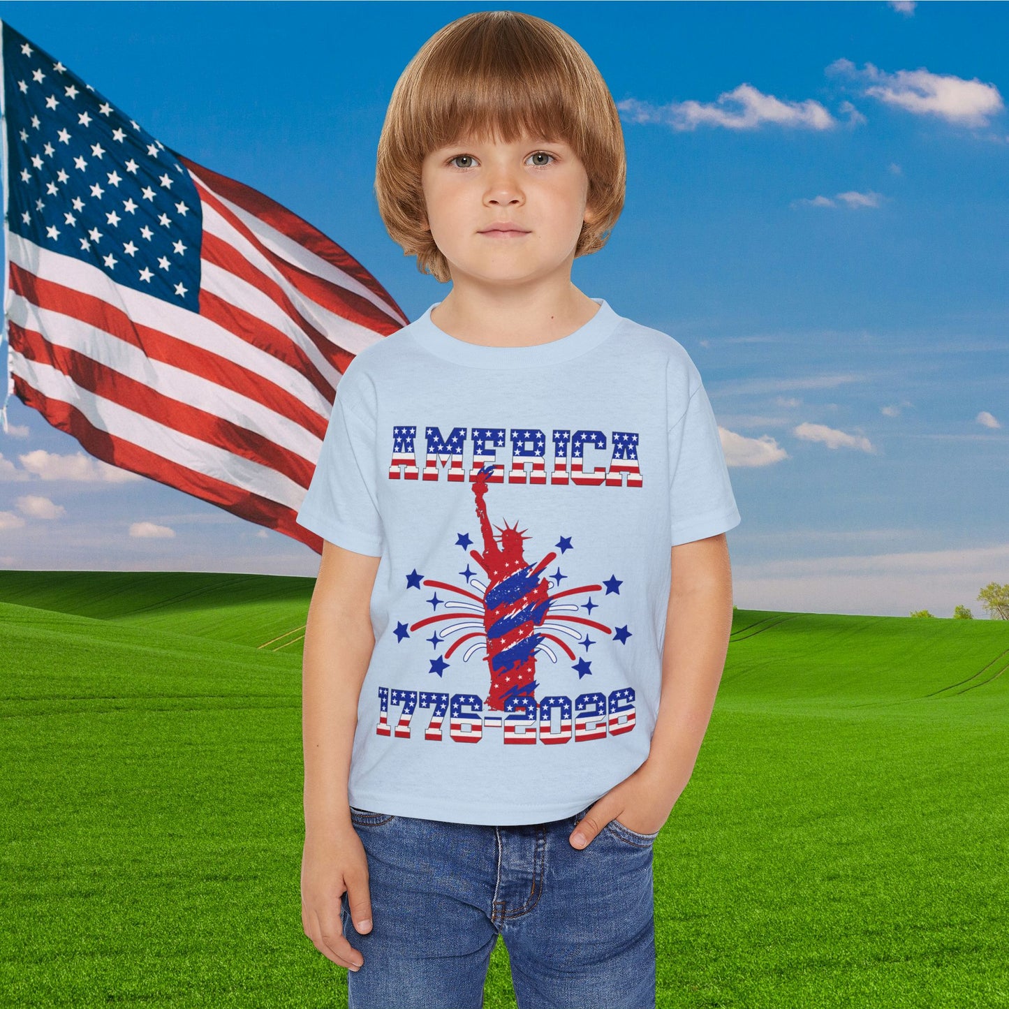 America 1776-2026 (Statue of Liberty) Heavy Cotton™ Toddler T-shirt