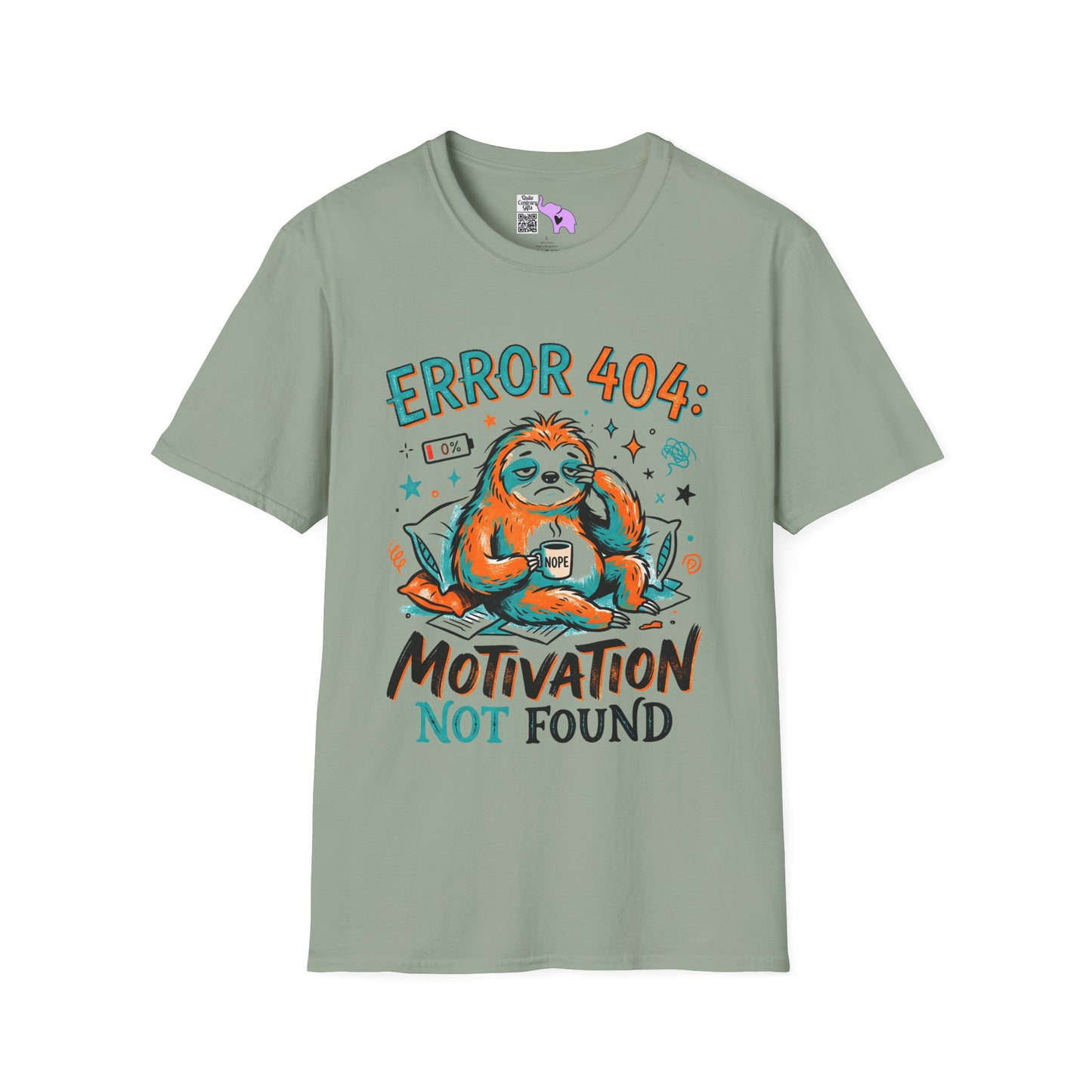 ""Error 404 Motivation Not Found (Sloth) Adult T-shirt