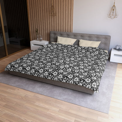 Monochrome Paradise Bloom Microfiber Duvet Cover