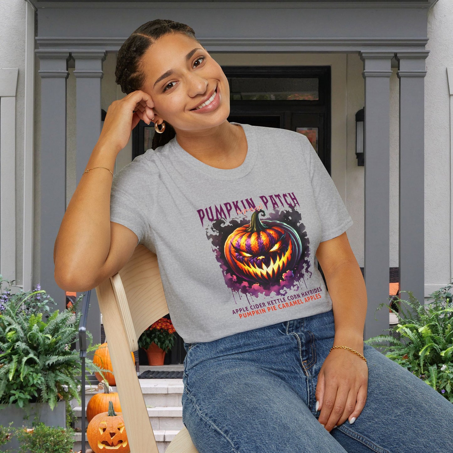 Creepy Pumpkin Patch Adult T-shirt