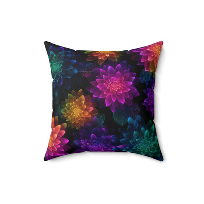 Neon Lotus Blooms Throw Pillow